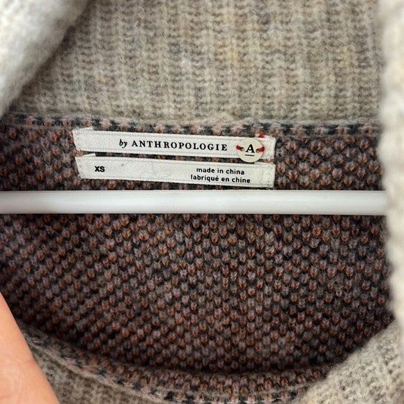 Anthropologie Beige Patterned Chunky Cowl Knit Sweater - Picture 4 of 9